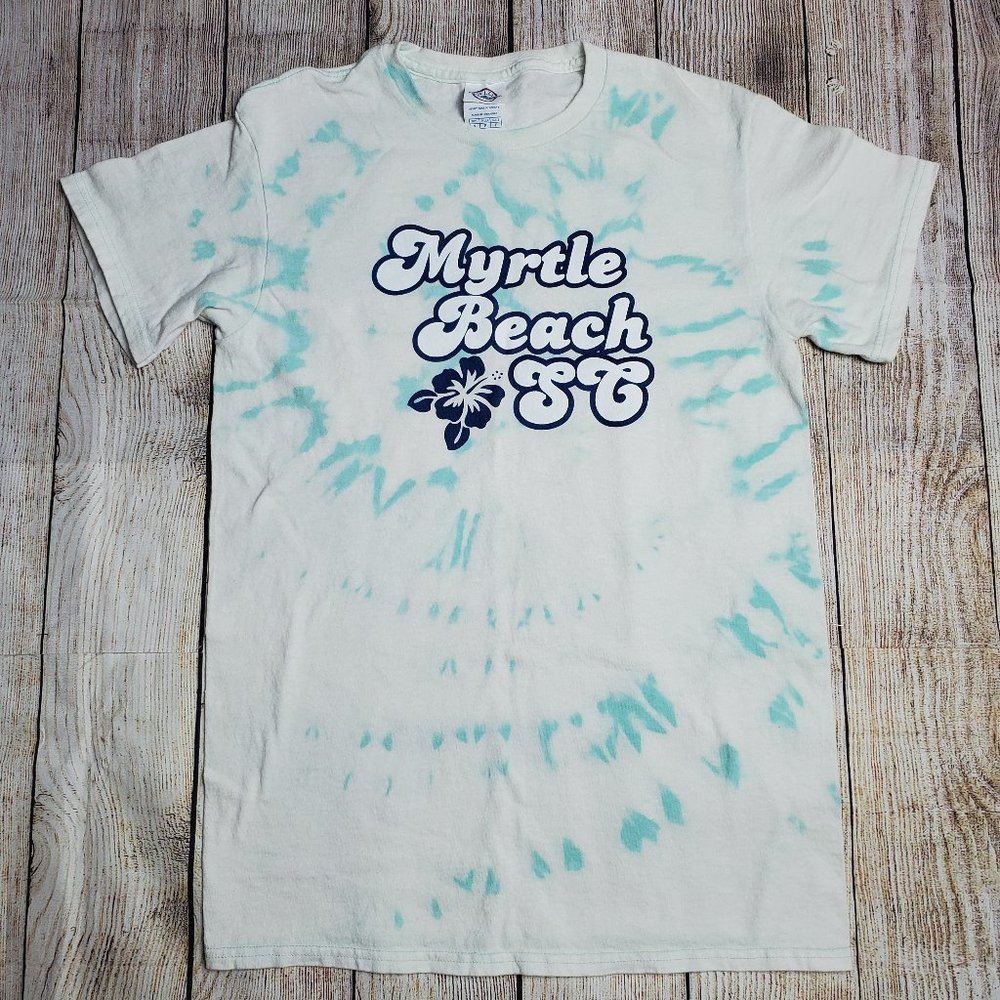 Custom Bleach Dye Myrtle Beach Graphic T-Shirt
